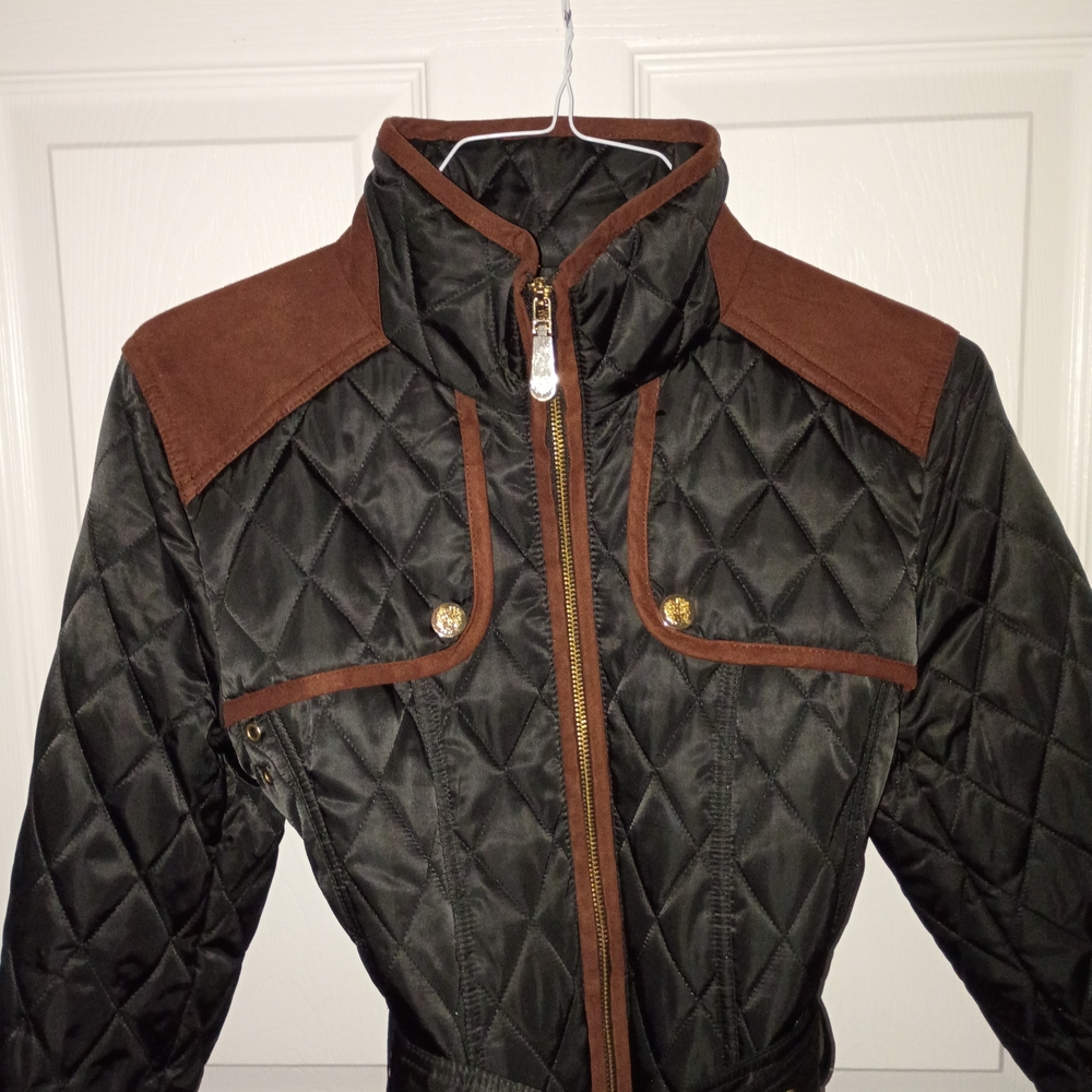 Vince Camuto Black and Brown Quilted Utility Jacket - Picture 6 of 7